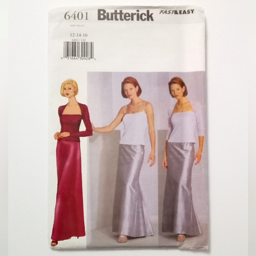 Butterick Pattern 6401 Formal Suit Shrug Skirt Top size 12-14-16